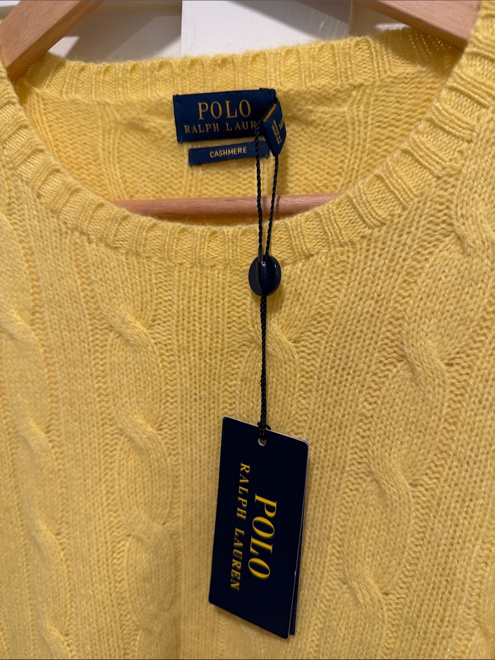 NWT Polo Ralph Lauren 100% cashmere women’s sweater size medium yellow - Picture 6 of 6